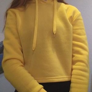 Warm yellow cropped hoodie